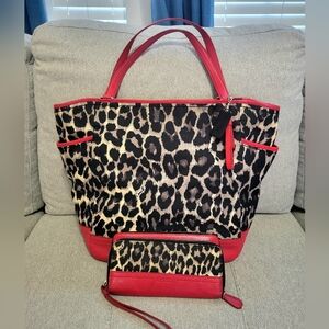 **SOLD!!** Coach Park Ocelot Carrie Tote & Matching Coach Ocelot Wallet Set